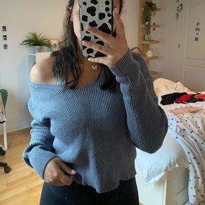 Off the shoulder grey sweater